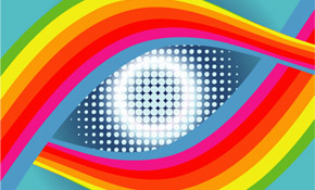 colored eye in blue free vector